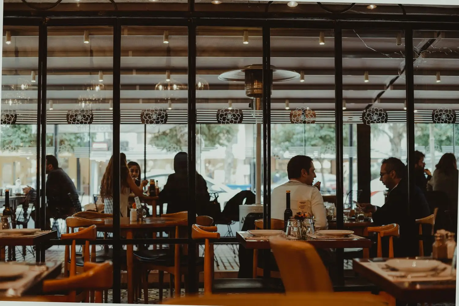 Daylit restaurant seating area