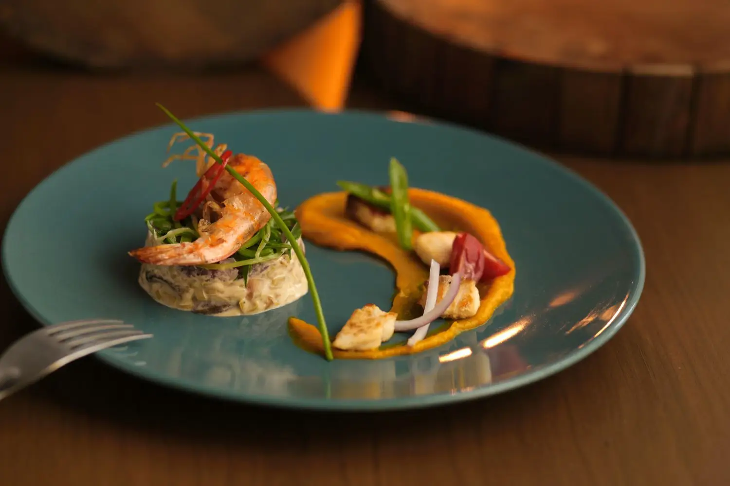 Plated starter with seasonal vegetables