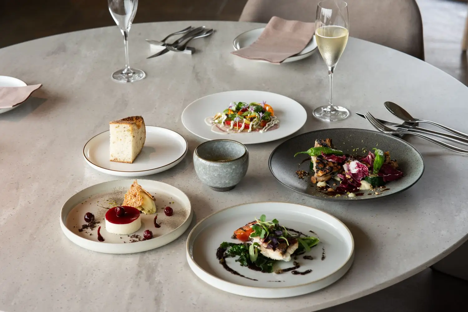 Selection of contemporary plated dishes