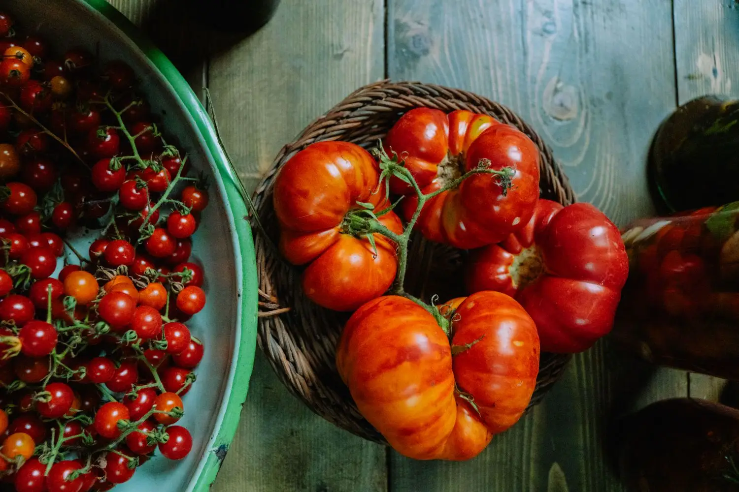 Fresh heirloom tomatoes and seasonal produce