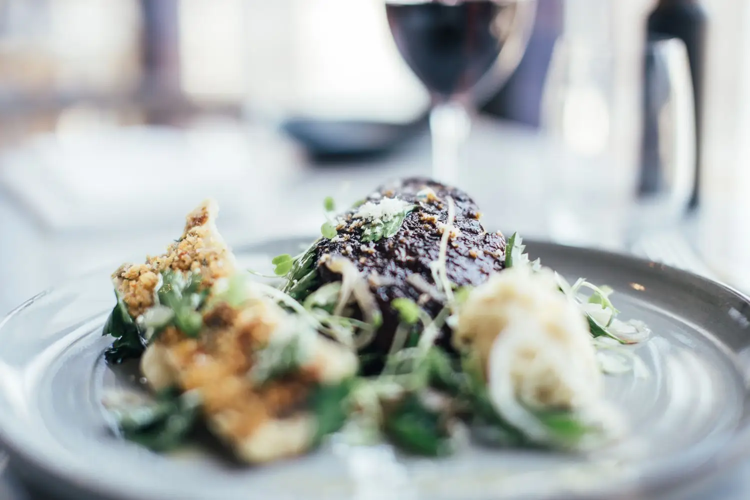 Fresh vegetable-focused restaurant course